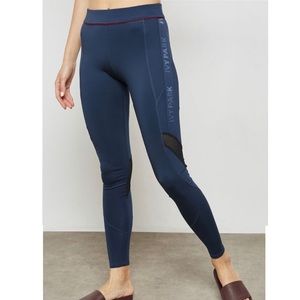 IVYPARK Navy Blue / dark Teal Cropped Logo a leggings with Red Trim Size Medium